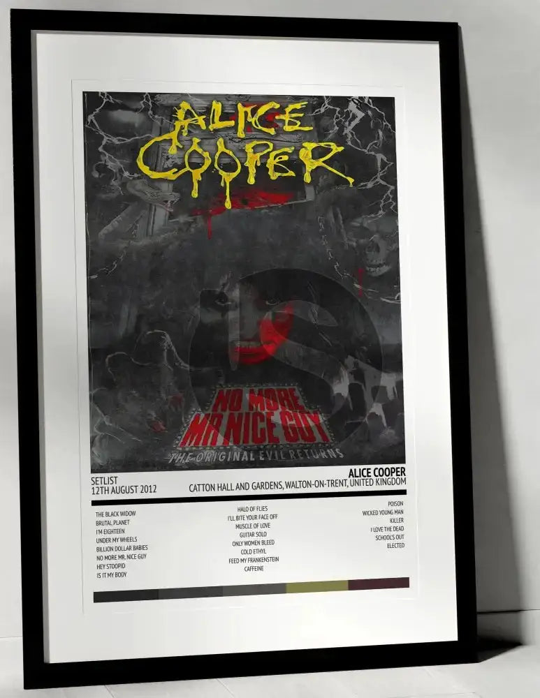 Alice Cooper No More Mr. Nice Guy Catton Hall and Gardens Walton - on - Trent 12th August 2012 - Setlist Tour Poster - Setlist