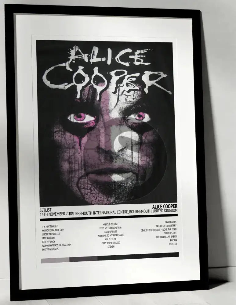 Alice Cooper Psychodrama Tour Bournemouth International Centre Bournemouth 14th November 2007 - Setlist Tour Poster - Setlist