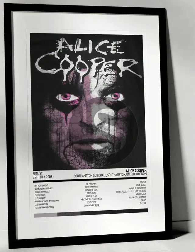 Alice Cooper Psychodrama Tour Southampton Guildhall Southampton 25th July 2008 - Setlist Tour Poster - Setlist