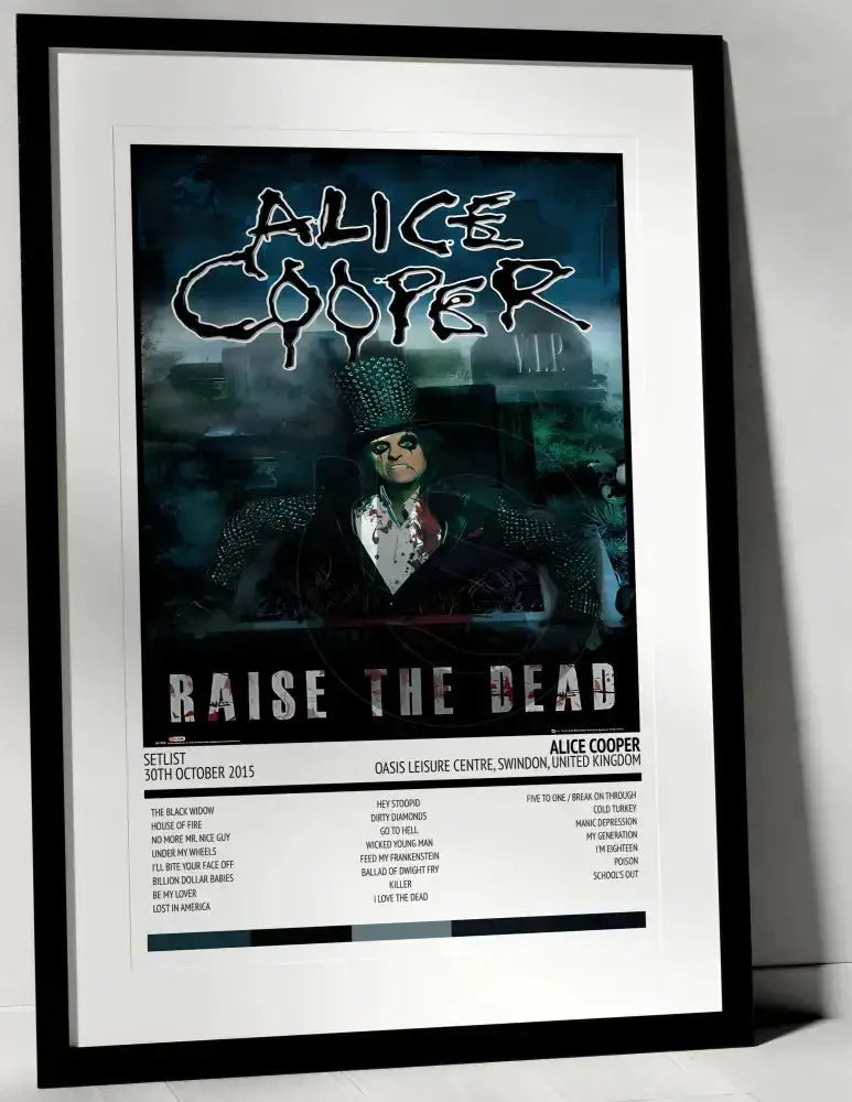 Alice Cooper Raise the Dead Oasis Leisure Centre Swindon 30th October 2015 - Setlist Tour Poster - Setlist