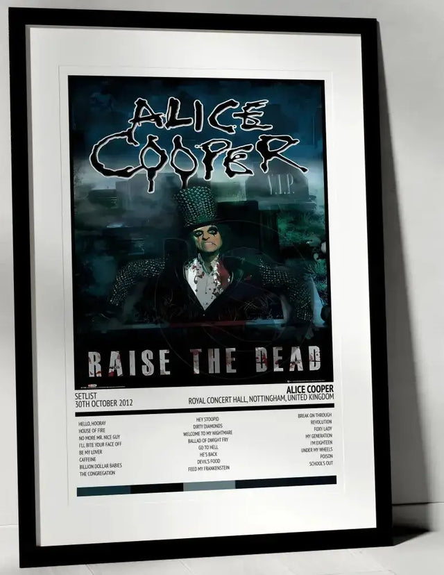 Alice Cooper Raise the Dead Royal Concert Hall Nottingham 30th October 2012 - Setlist Tour Poster - Setlist