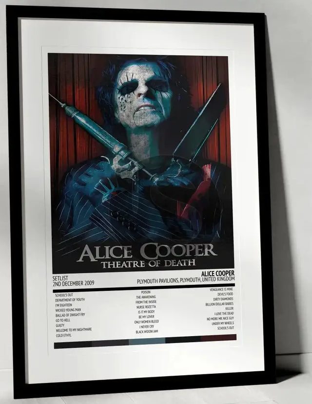 Alice Cooper Theatre of Death Plymouth Pavilions Plymouth 2nd December 2009 - Setlist Tour Poster - Setlist