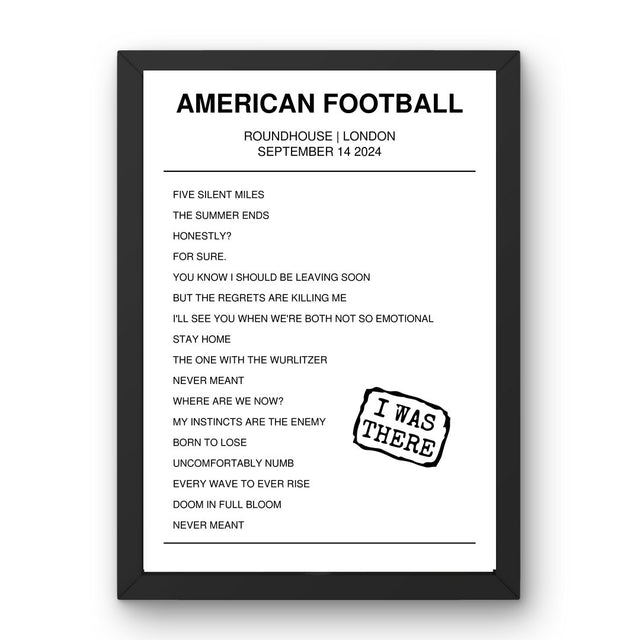 American Football September 14, 2024 Roundhouse London Setlist Poster - Setlist