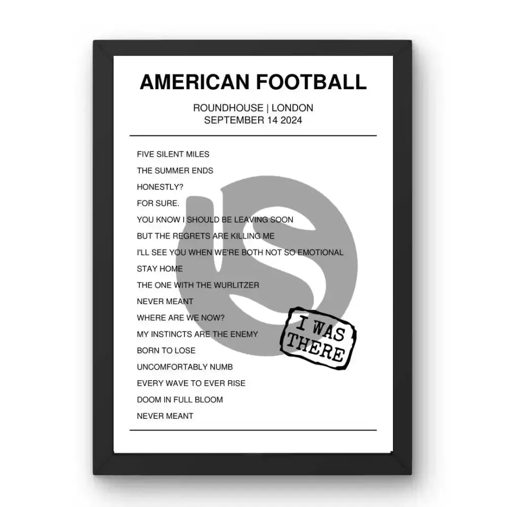 American Football September 14, 2024 Roundhouse London Setlist Poster - Setlist