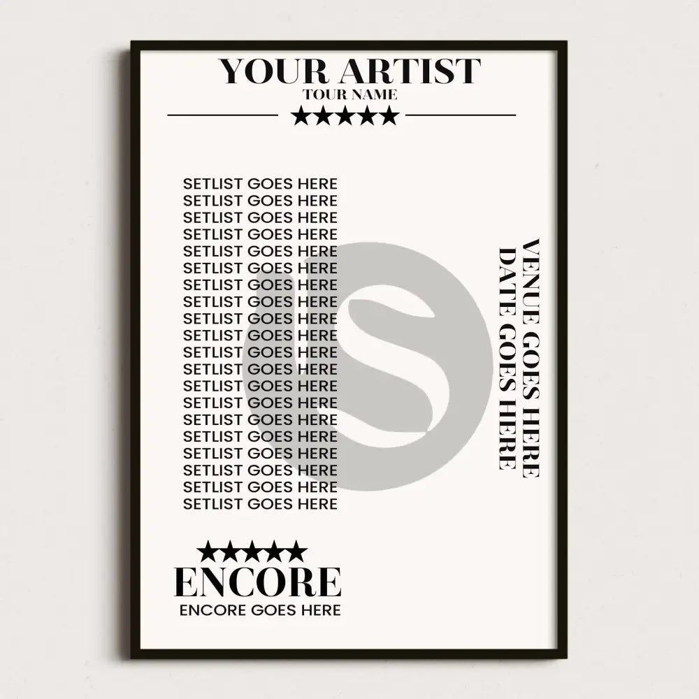 Any Custom Request - Basic Design Setlist Poster - Setlist