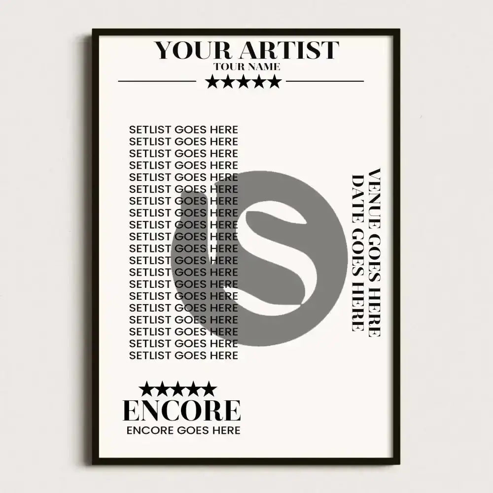 Any Custom Request - Basic Design Setlist Poster - Setlist