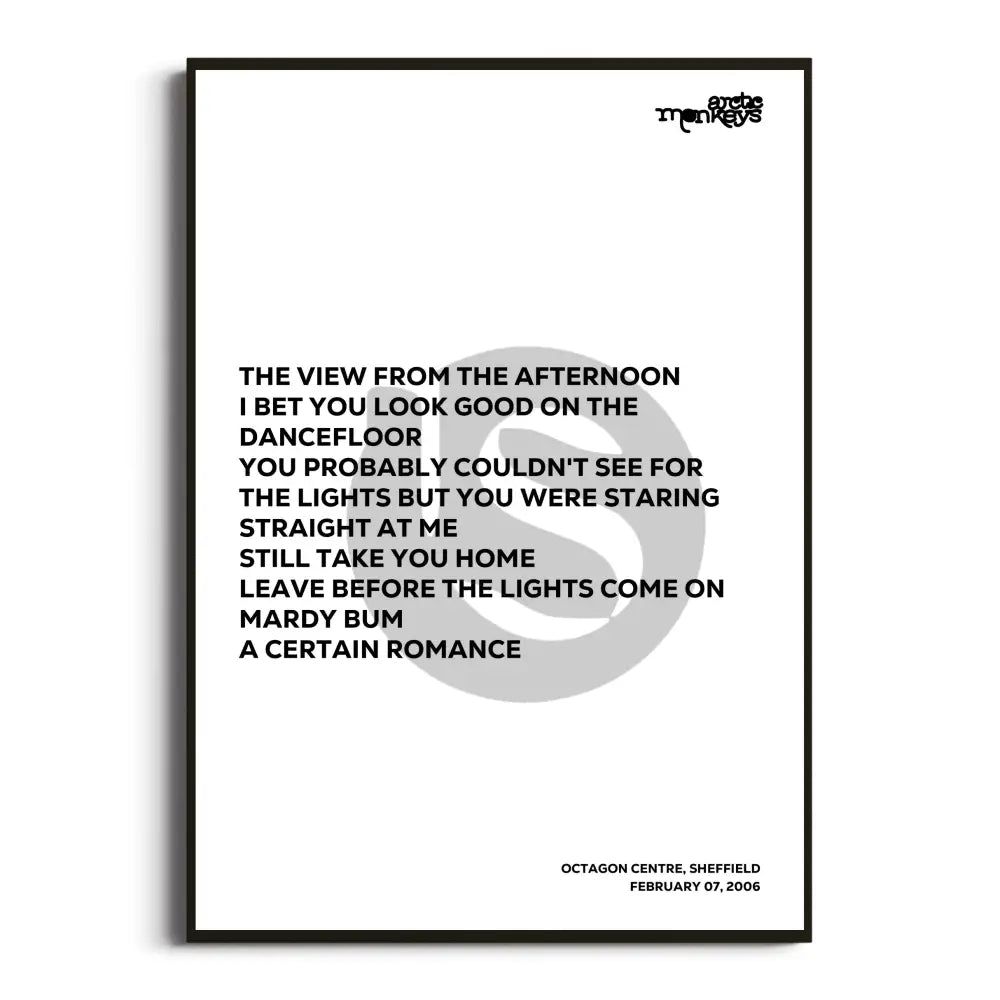 Arctic Monkeys 2006 Setlist Posters - Whatever People Say I Am That’s What I’m Not Uk Tour Setlists