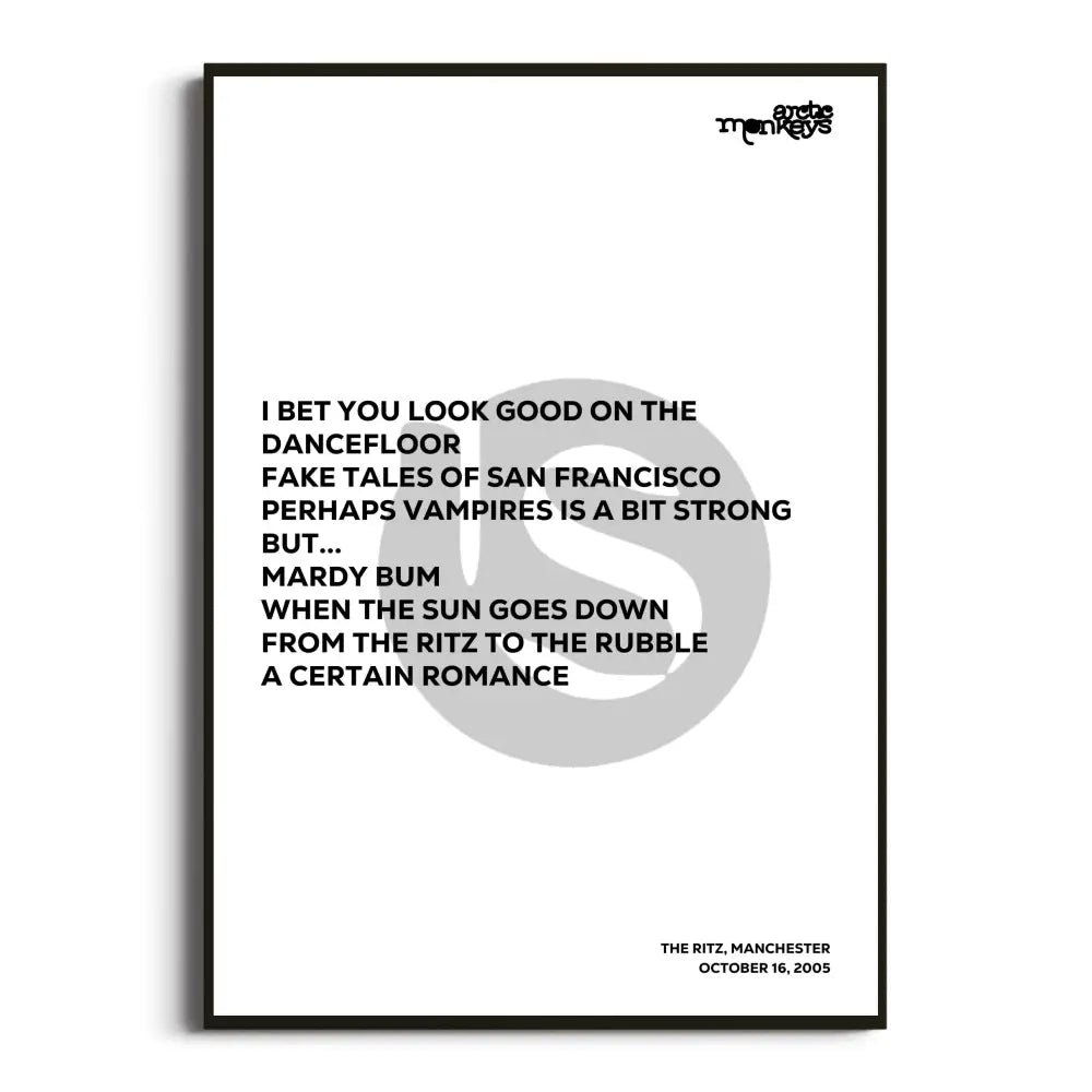 Arctic Monkeys 2006 Setlist Posters - Whatever People Say I Am That’s What I’m Not Uk Tour Setlists