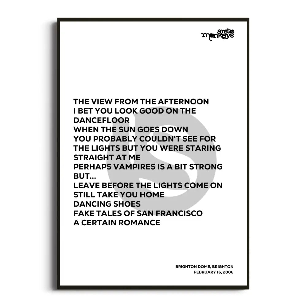 Arctic Monkeys 2006 Setlist Posters - Whatever People Say I Am That’s What I’m Not Uk Tour Setlists