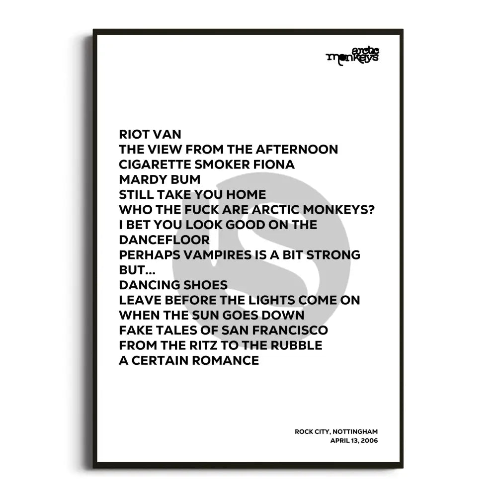 Arctic Monkeys 2006 Setlist Posters - Whatever People Say I Am That’s What I’m Not Uk Tour Setlists