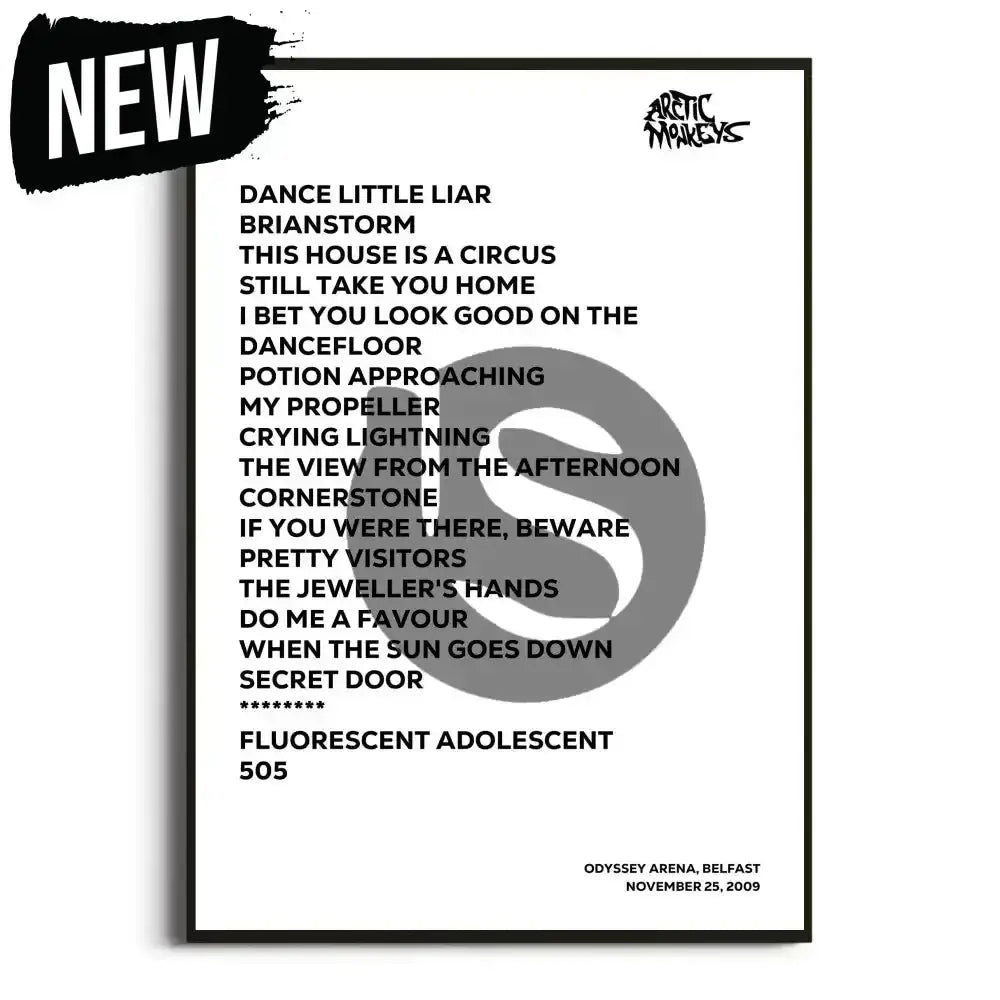 Arctic Monkeys 2009/2010 Humbug UK Setlist Posters - Setlist