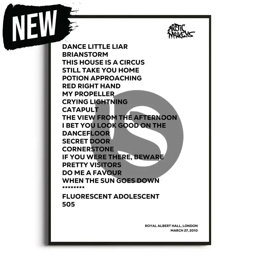 Arctic Monkeys 2009/2010 Humbug UK Setlist Posters - Setlist