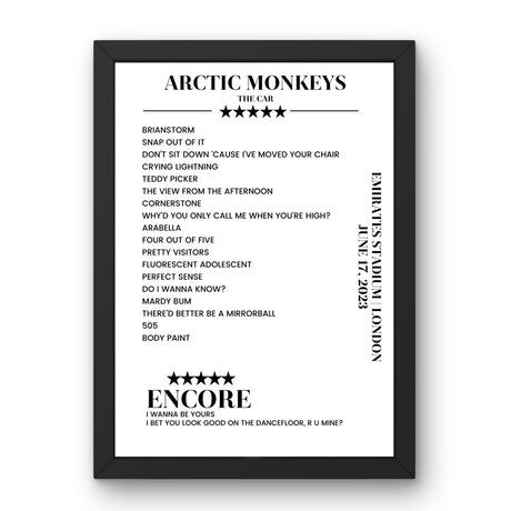 Arctic Monkeys Emirates Stadium London 17 June 2023 Setlist Poster - Setlist