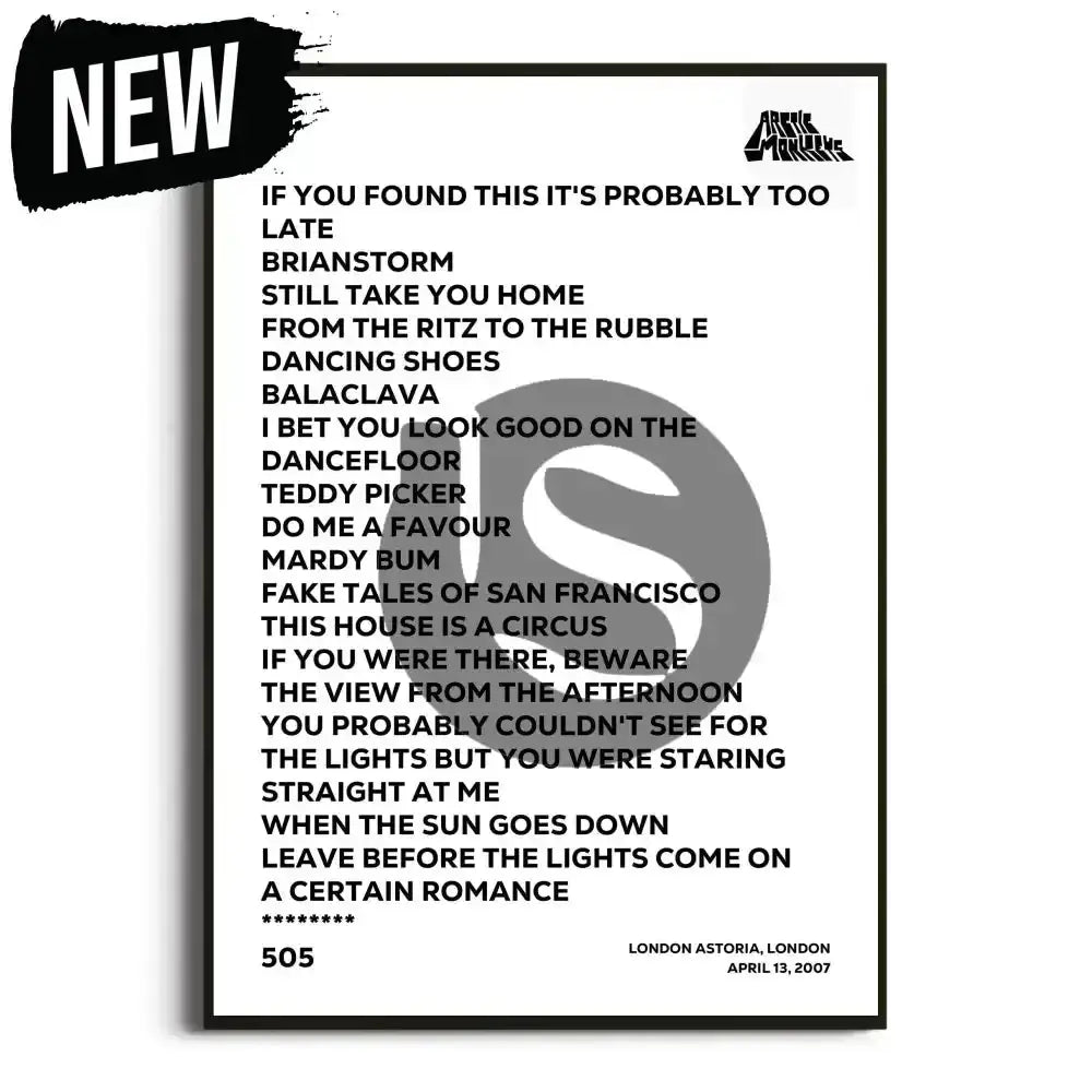 Arctic Monkeys Favourite Worst Nightmare UK Tour Posters - Setlist