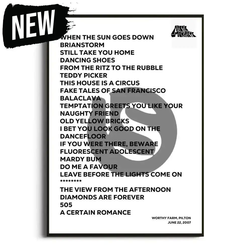 Arctic Monkeys Favourite Worst Nightmare UK Tour Posters - Setlist