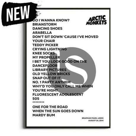 Arctic Monkeys R&L 2014 Setlist Posters - Setlist