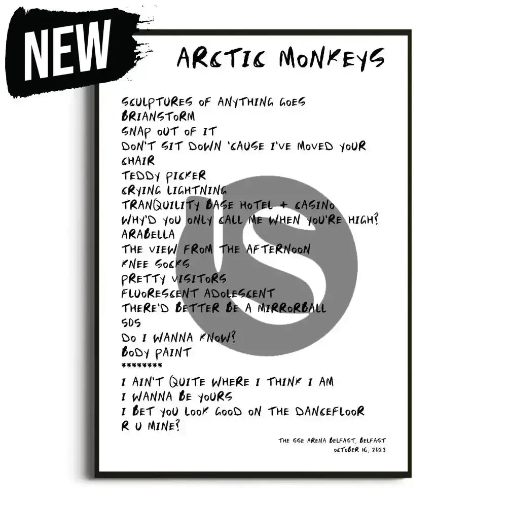 Arctic Monkeys The Car UK Tour Posters - Setlist