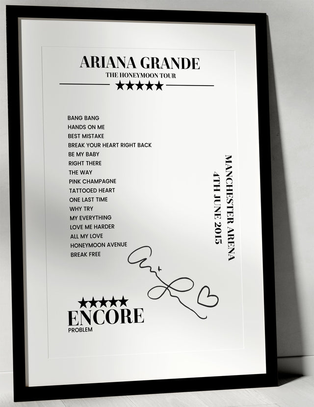 Ariana Grande 4th June 2015 Manchester Arena Manchester Setlist Poster - Setlist