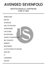 Avenged Sevenfold June 21, 2024 Westfalenhalle Dortmund Setlist Poster - Setlist