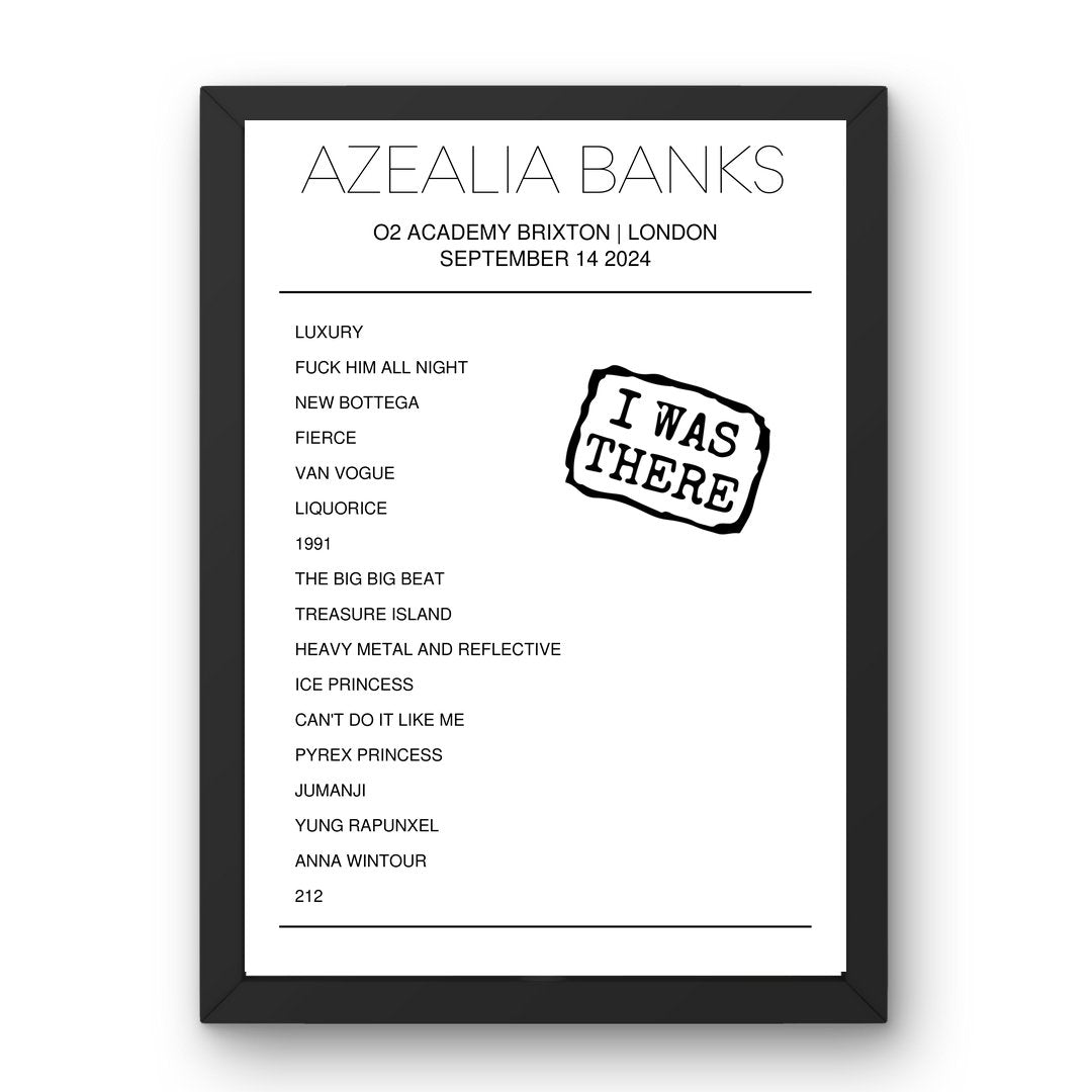 Azealia Banks September 14, 2024 O2 Academy Brixton London Setlist Poster - Setlist