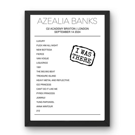 Azealia Banks September 14, 2024 O2 Academy Brixton London Setlist Poster - Setlist