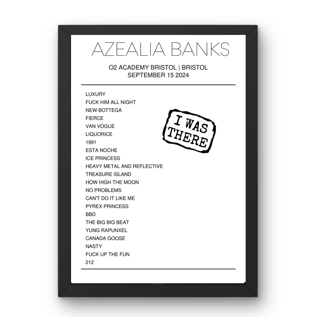 Azealia Banks September 15, 2024 O2 Academy Bristol Bristol Setlist Poster - Setlist