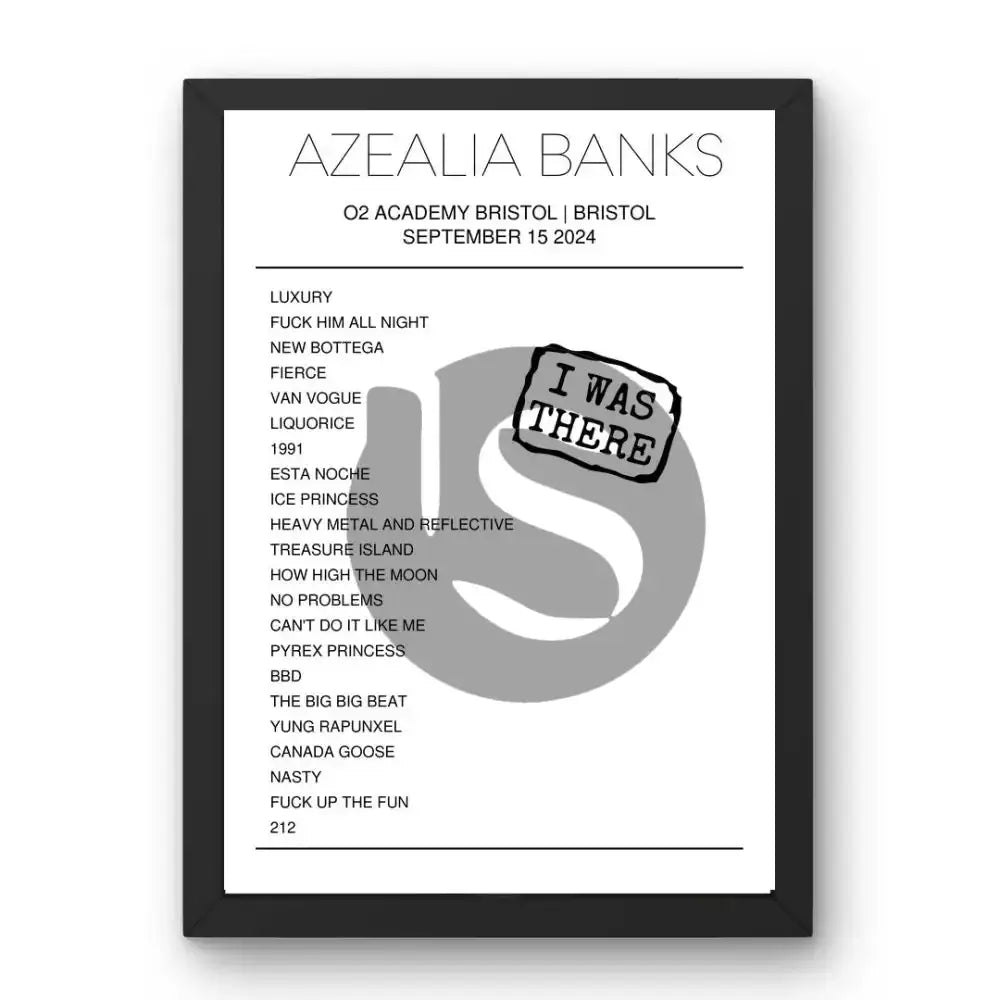 Azealia Banks September 15, 2024 O2 Academy Bristol Bristol Setlist Poster - Setlist