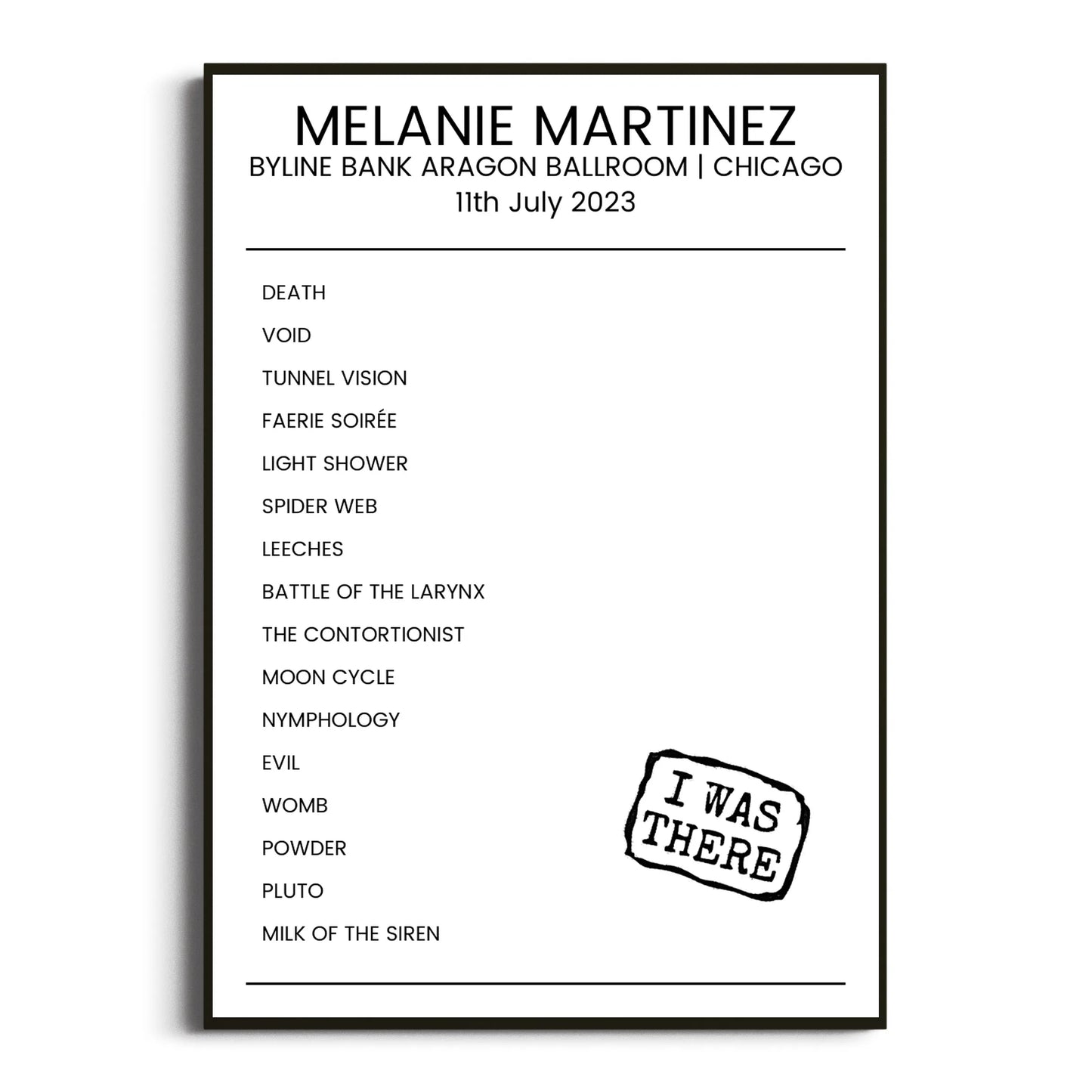 Melanie Martinez Chicago 11 July 2023 Setlist Poster