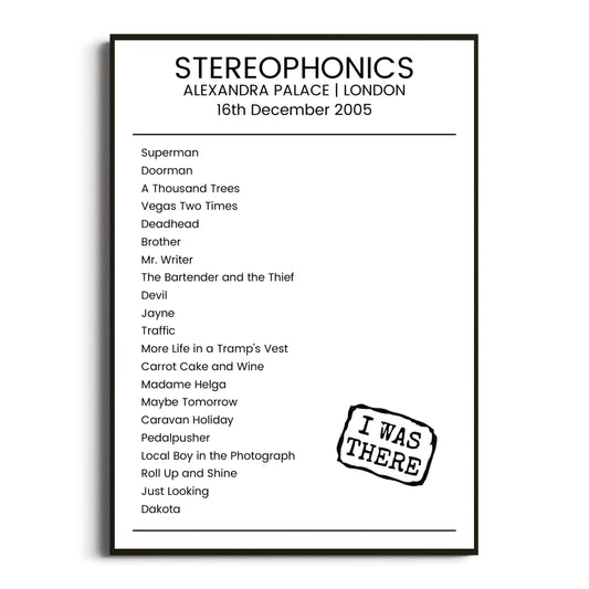 Stereophonics London 16 December 2005 Setlist Poster