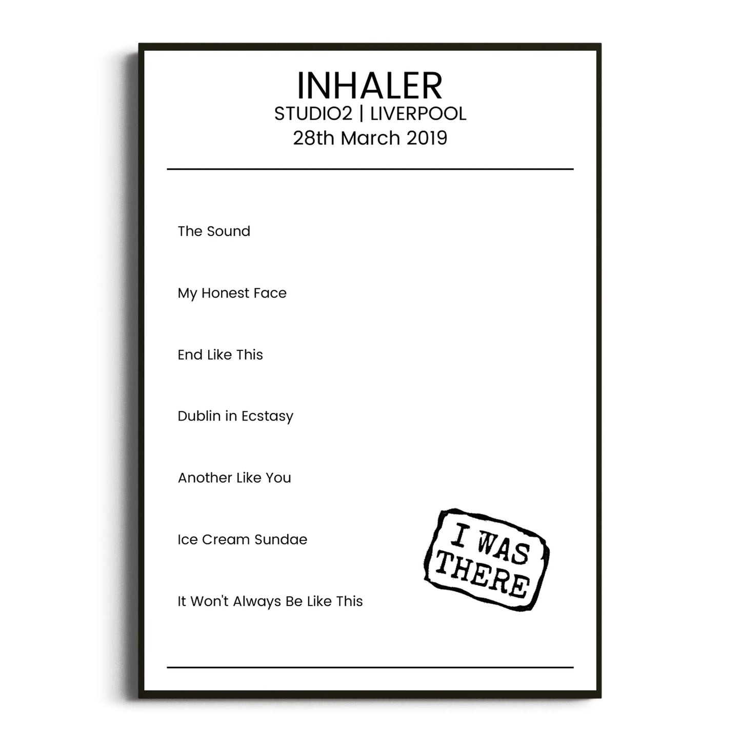 Inhaler Liverpool 28 March 2019 Setlist Poster