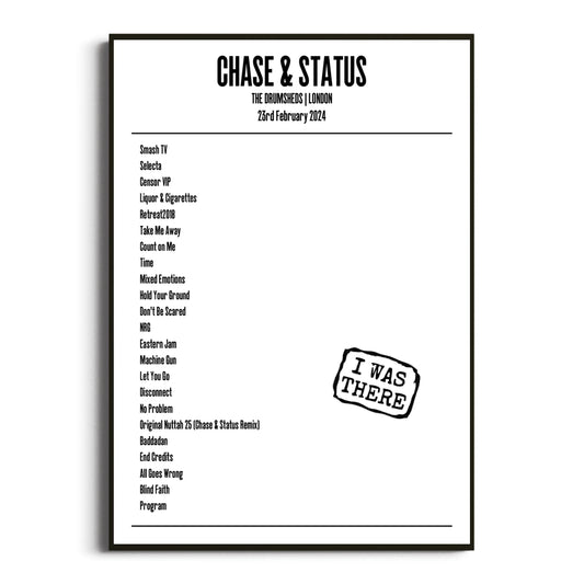 Chase & Status London 23 February 2024 Setlist Poster