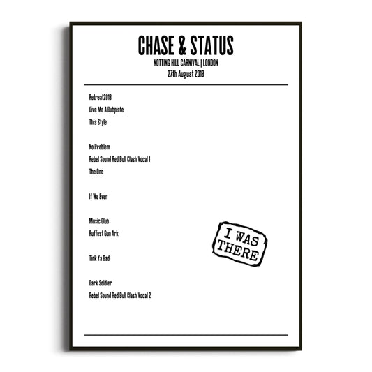 Chase & Status London 27 August 2018 Setlist Poster