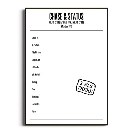 Chase & Status Milton Keynes 24 July 2010 Setlist Poster