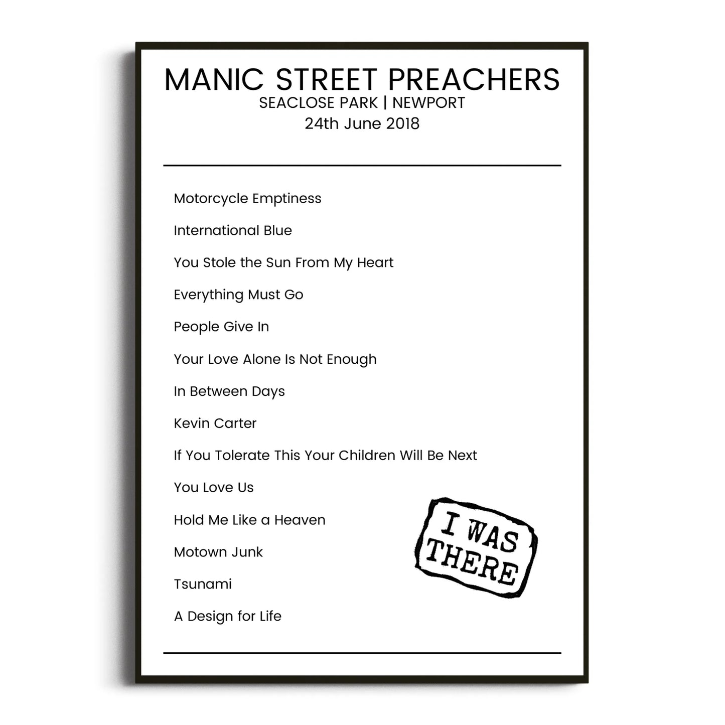 Manic Street Preachers Newport 24 June 2018 Setlist Poster