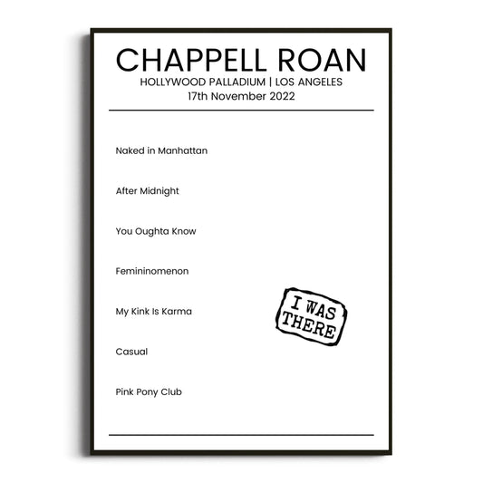 Chappell Roan Los Angeles 17 November 2022 Setlist Poster