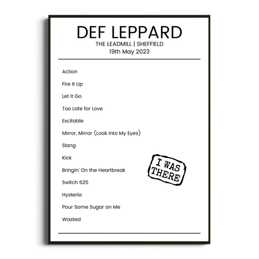 Def Leppard Sheffield 19 May 2023 Setlist Poster