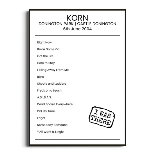 Korn Castle Donington 06 June 2004 Setlist Poster