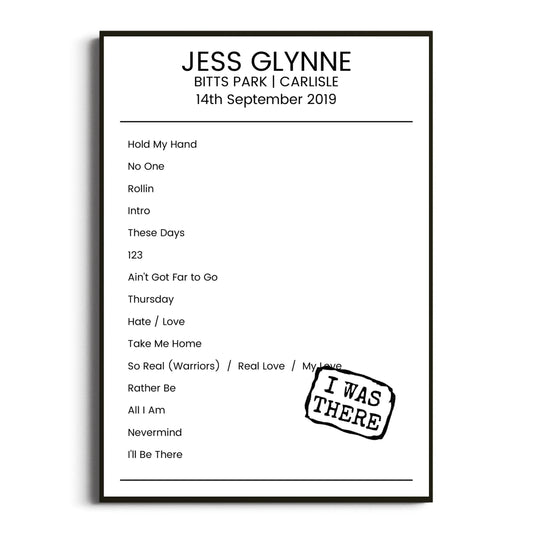 Jess Glynne Carlisle 14 September 2019 Setlist Poster