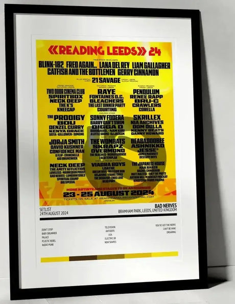 Bad Nerves Bramham Park Leeds 24th August 2024 - Setlist Tour Poster - Setlist