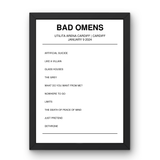 Bad Omens January 09, 2024 Utilita Arena Cardiff Cardiff Setlist Poster - Setlist