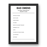 Bad Omens January 13, 2024 AO Arena Manchester Setlist Poster - Setlist