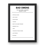 Bad Omens January 14, 2024 The OVO Hydro Glasgow Setlist Poster - Setlist