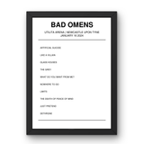 Bad Omens January 16, 2024 Utilita Arena Newcastle upon Tyne Setlist Poster - Setlist