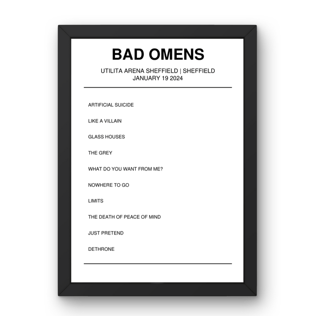 Bad Omens January 19, 2024 Utilita Arena Sheffield Sheffield Setlist Poster - Setlist