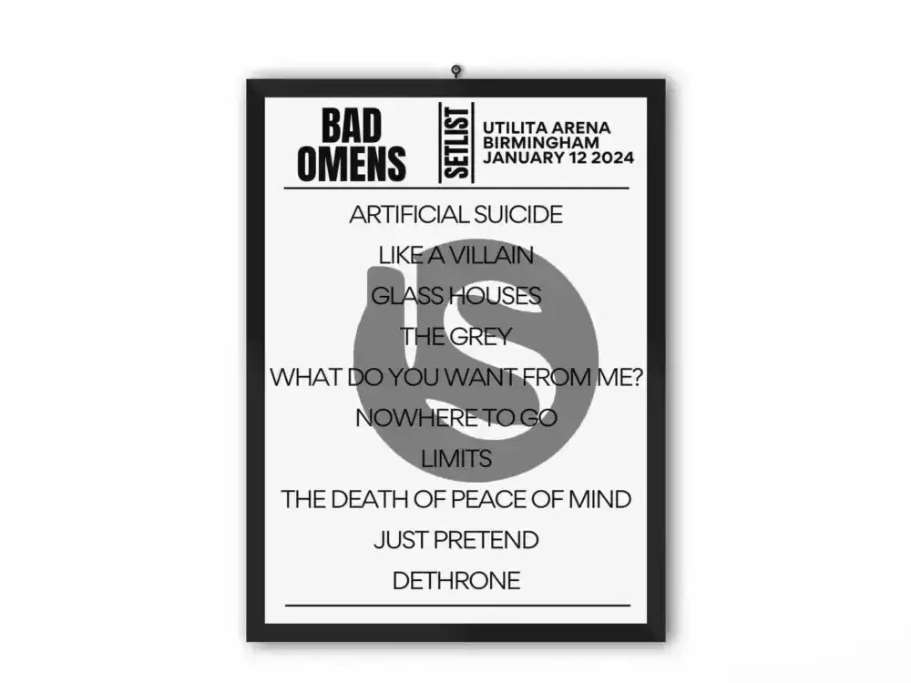 Bad Omens Setlist Birmingham January 2024 - Setlist