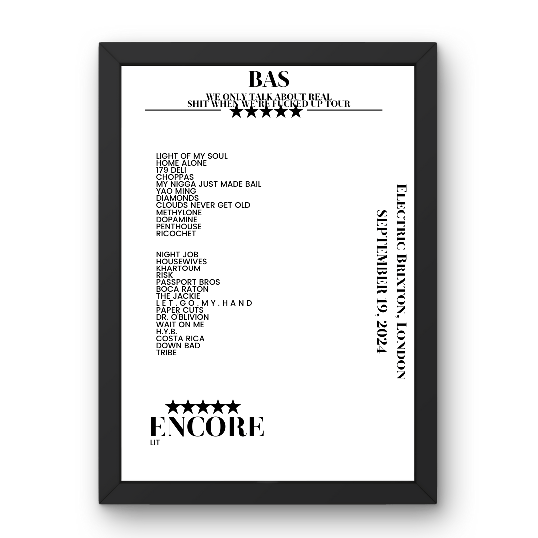 Bas September 19, 2024 Electric Brixton London Setlist Poster - Setlist