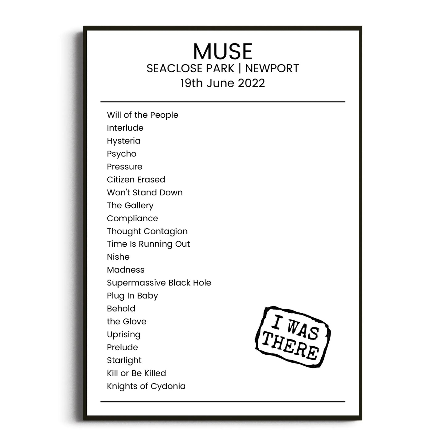 Muse Newport 19 June 2022 Setlist Poster