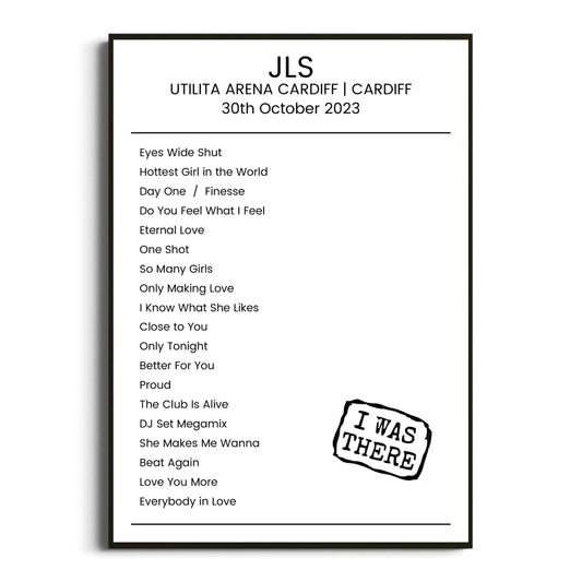 JLS Cardiff 30 October 2023 Setlist Poster