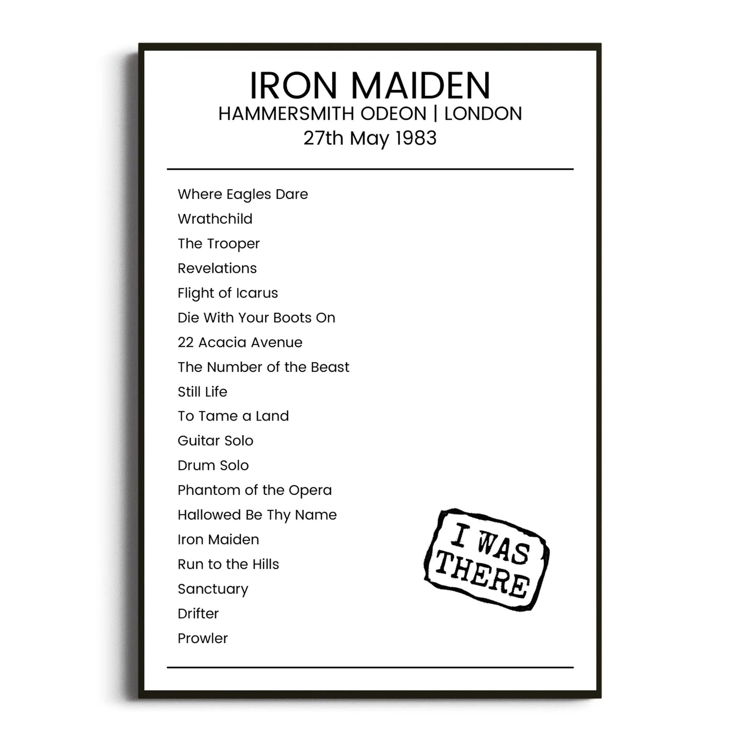 Iron Maiden London 27 May 1983 Setlist Poster