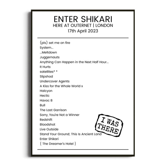 Enter Shikari London 17 April 2023 Setlist Poster